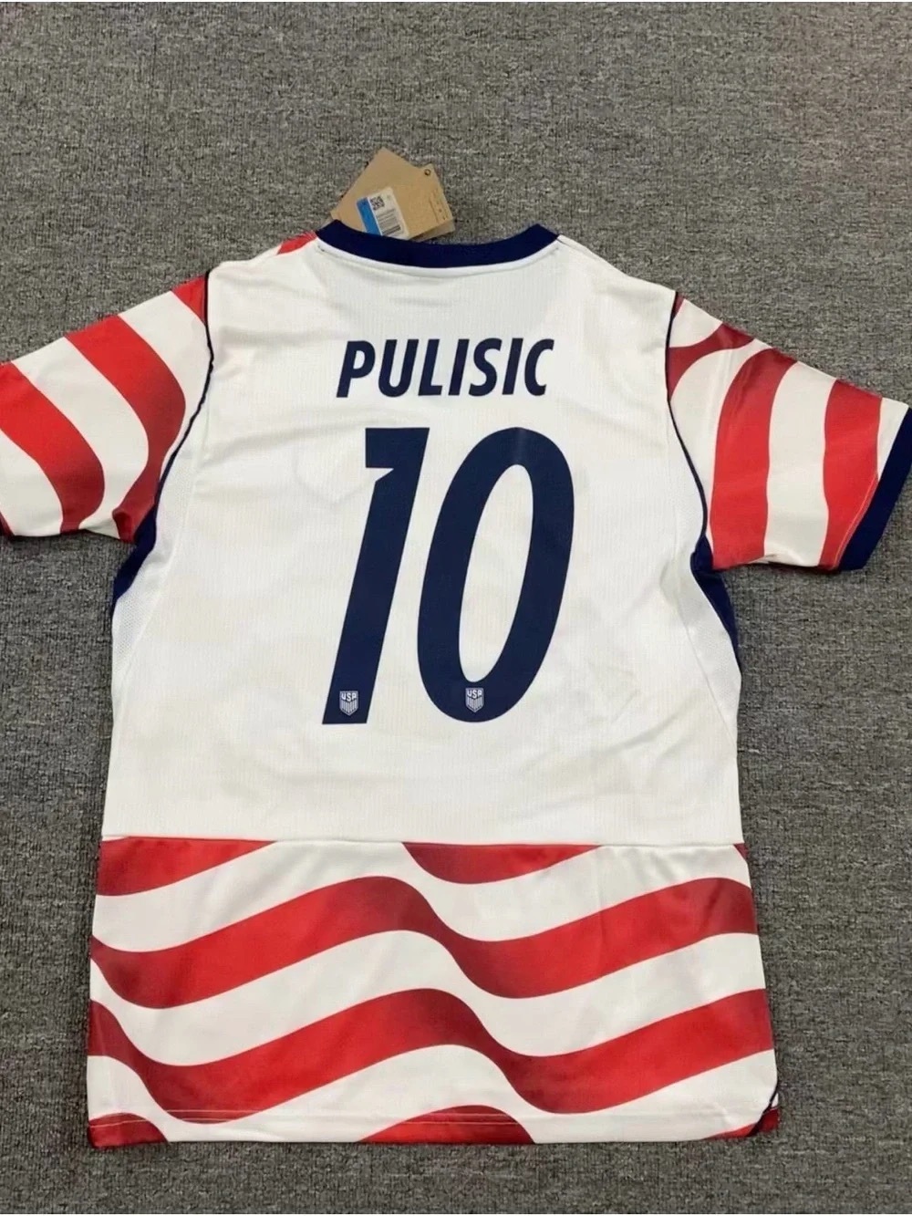 Nike USA Red, White & Navy Soccer Jersey with Number 10 - Picture 5 of 5